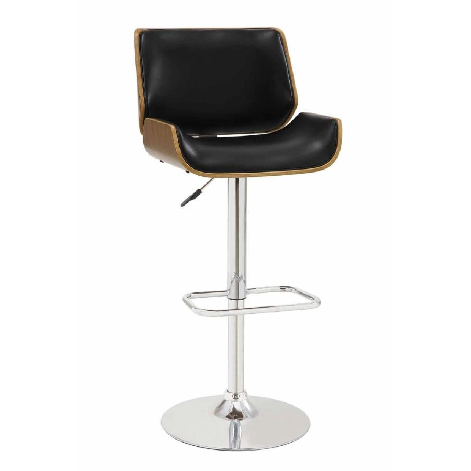 Other Mid-Century Modern Height Adjustable Swivel Barstool W/ Black Cushion 6 Other Mid-Century Modern Height Adjustable Swivel Barstool W/ Black Cushion - Image 4