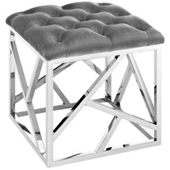 Other Ottoman In Gray Velvet W/ Stainless Steel Base -Home Furnishings Store 1500 1500 frame 0 637