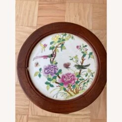 Cherry Wood Stool With Porcelain Seat