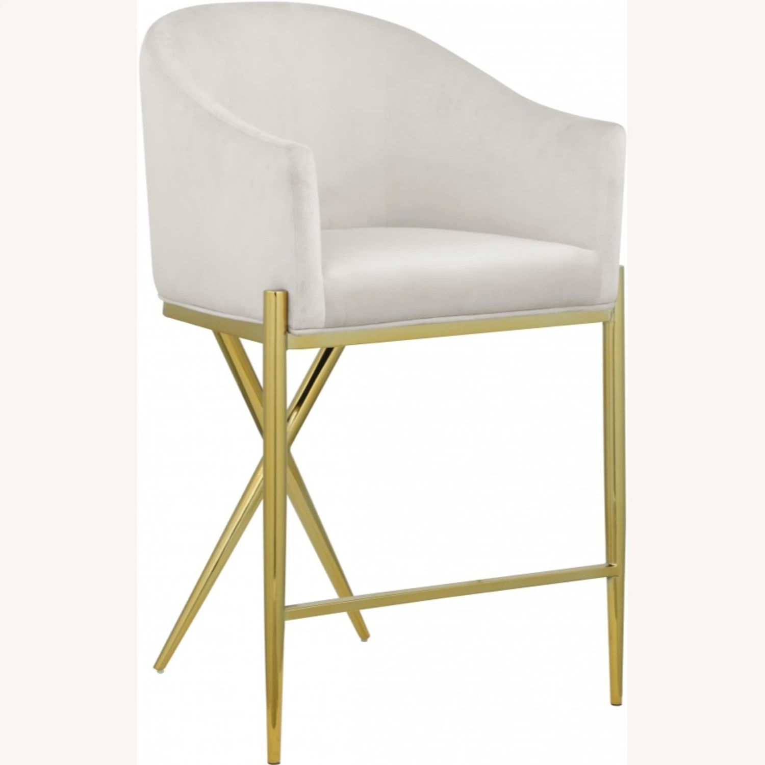 Other Counter Stool In Cream Velvet W/ Gold Metal Legs 3 Other Counter Stool In Cream Velvet W/ Gold Metal Legs