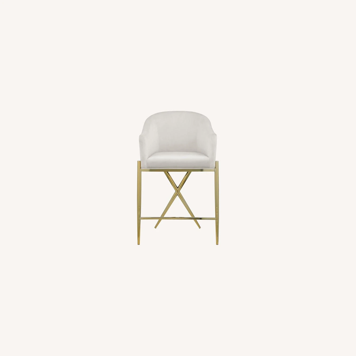Other Counter Stool In Cream Velvet W/ Gold Metal Legs 4 Other Counter Stool In Cream Velvet W/ Gold Metal Legs - Image 2