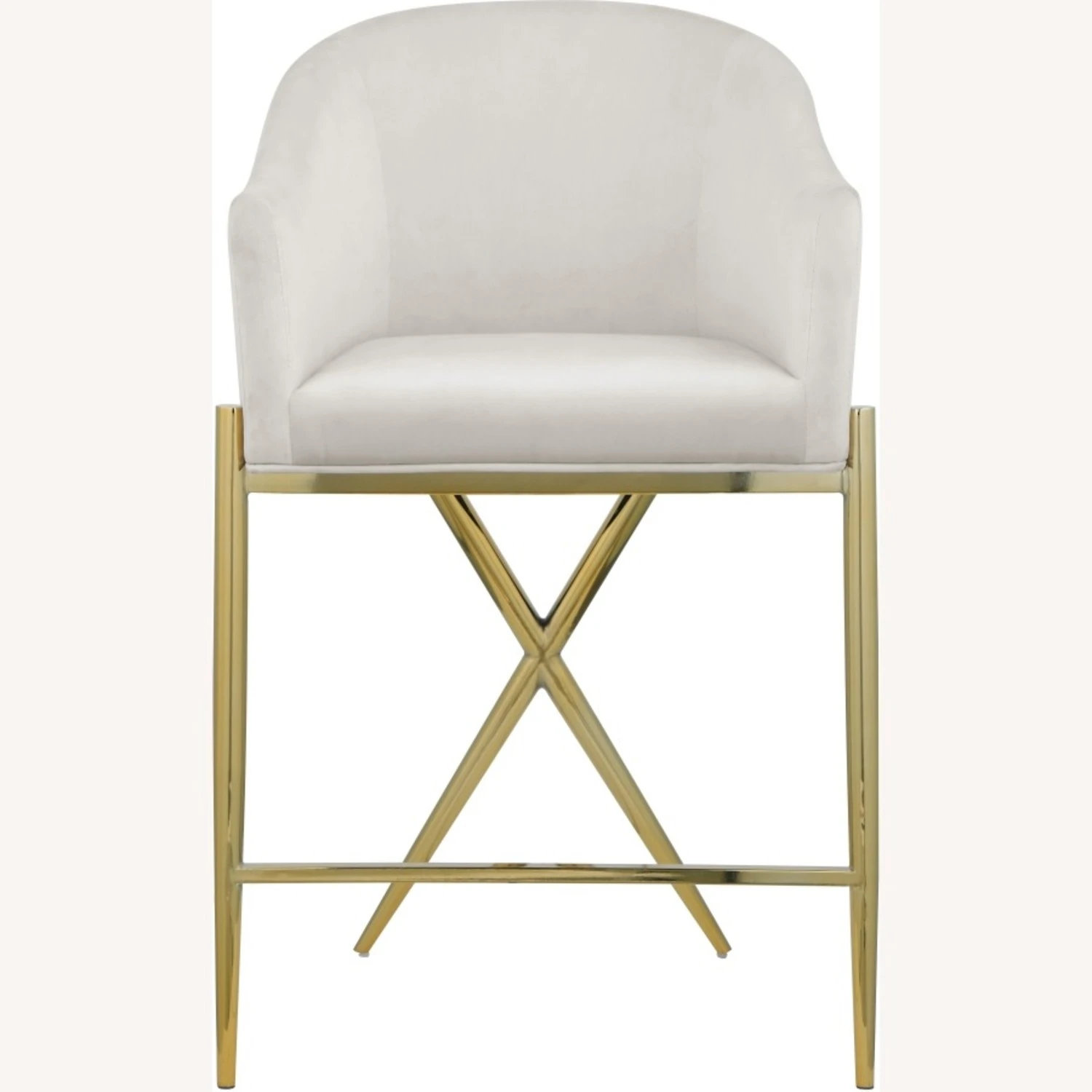 Other Counter Stool In Cream Velvet W/ Gold Metal Legs 5 Other Counter Stool In Cream Velvet W/ Gold Metal Legs - Image 3