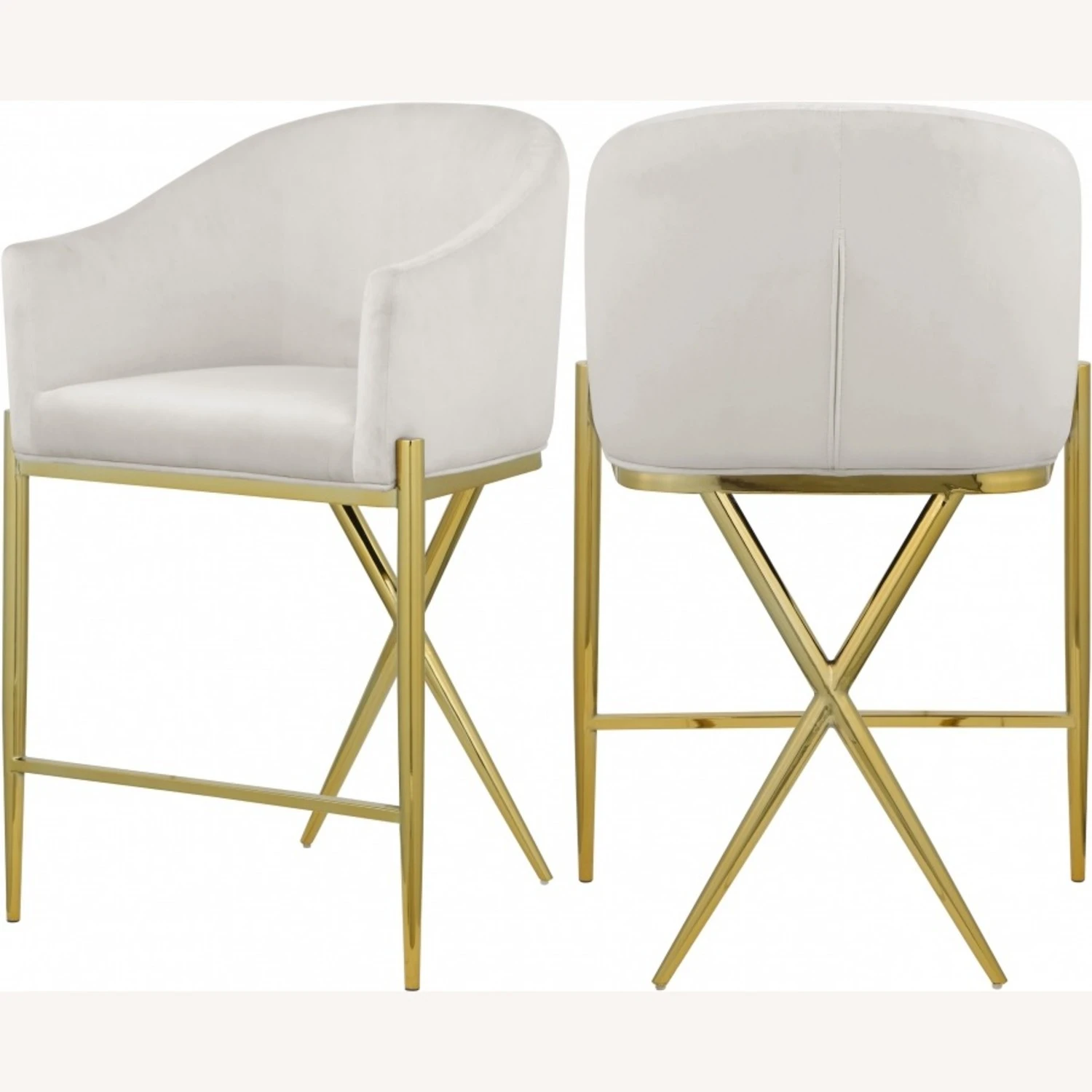 Other Counter Stool In Cream Velvet W/ Gold Metal Legs 9 Other Counter Stool In Cream Velvet W/ Gold Metal Legs - Image 7