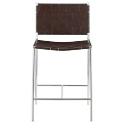 Counter Height Stool In Brown PVC With Open Back