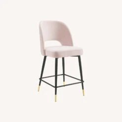 Other Counter Stool In Pink Velvet With Black & Gold Legs
