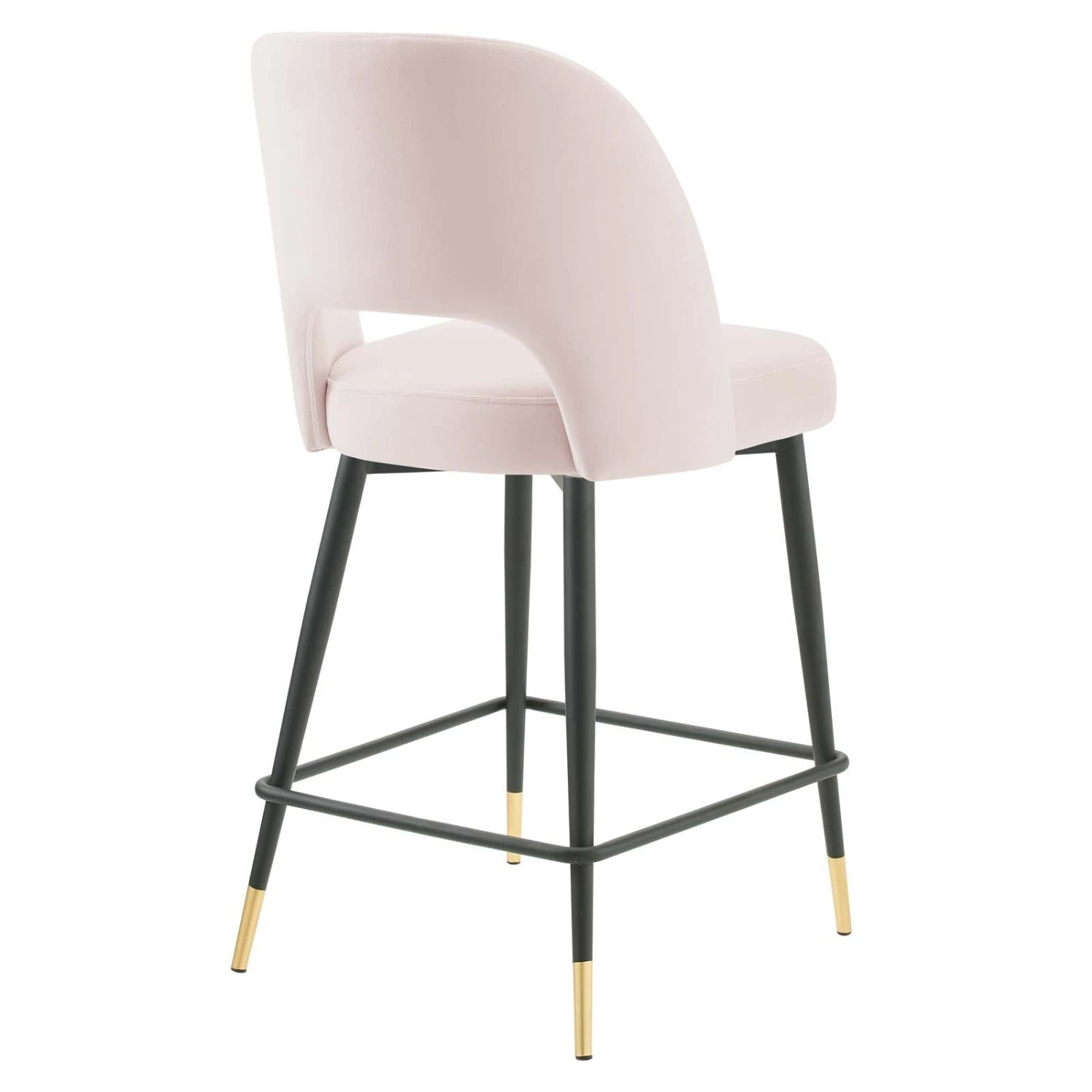 Other Counter Stool In Pink Velvet With Black & Gold Legs 5 Other Counter Stool In Pink Velvet With Black & Gold Legs - Image 3