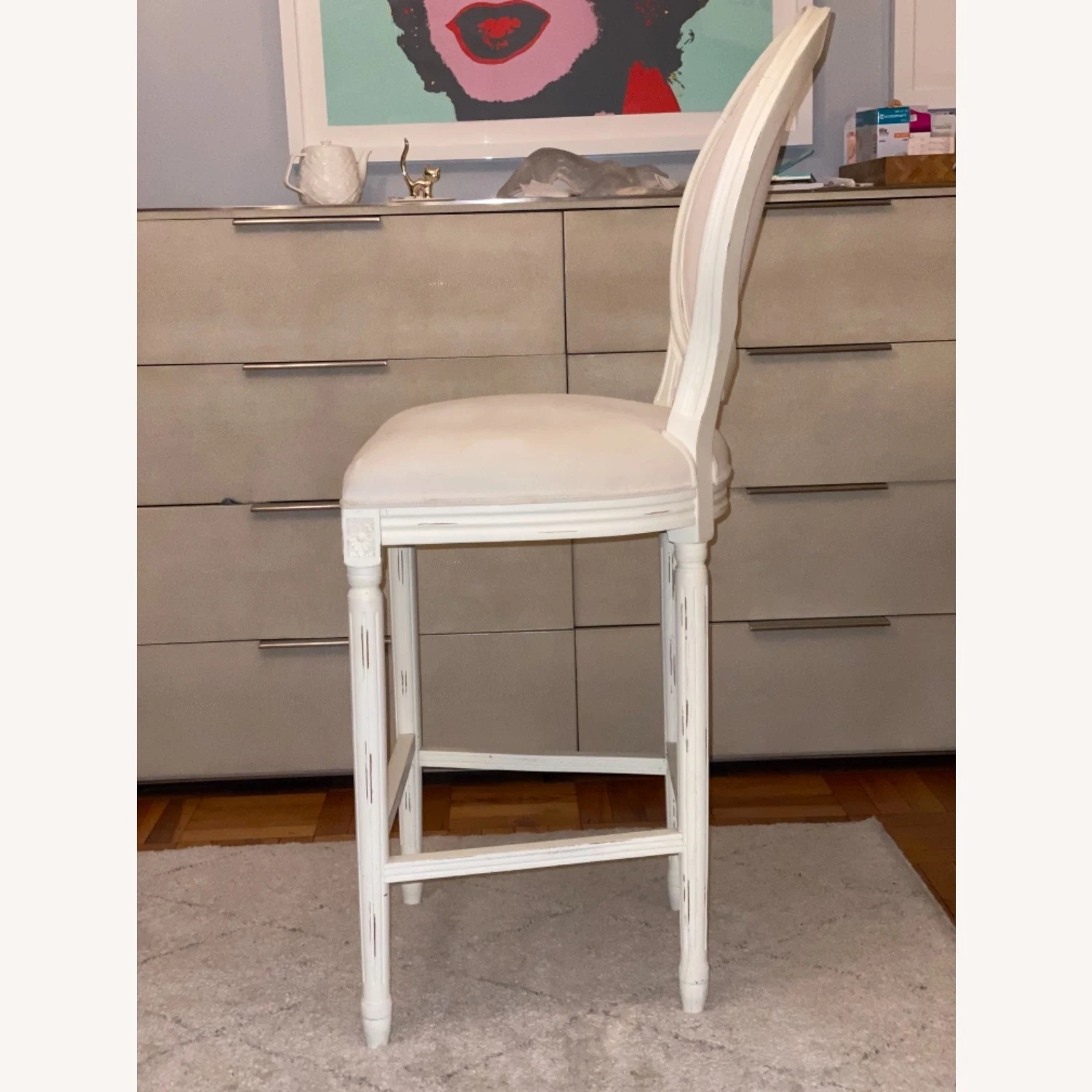 Vintage French Round Fabric Bar Stools 8 Vintage French Round Fabric Bar Stools - Image 6