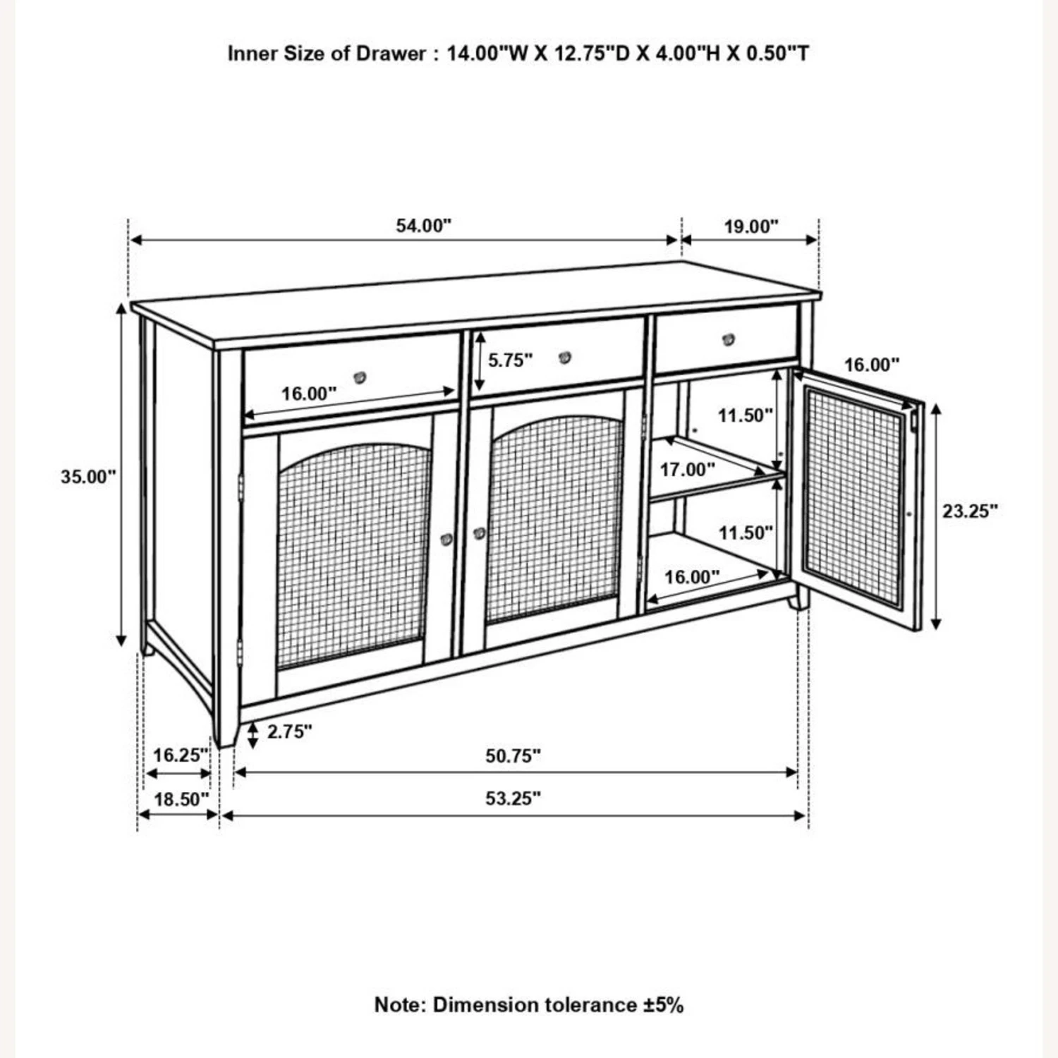 Other Two-Tone Farmhouse Server With Cane Panels 5 Other Two-Tone Farmhouse Server With Cane Panels - Image 3
