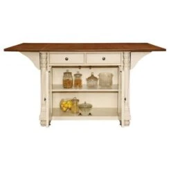 Other 2-Tone Kitchen Island W/ Expandable Top & Storage Organizers