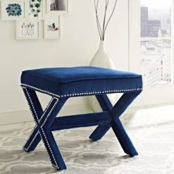 Other Ottoman Bench In Navy Velvet Fabric Finish -Home Furnishings Store 1500 1500 frame 0 663