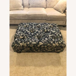 Ethan Allen Tufted Ottoman, Black And Gold Floral -Home Furnishings Store 1500 1500 frame 0 667