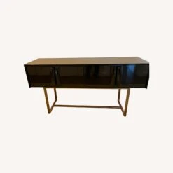 Other Custom Black Lacquer Shagreen And Bronze Credenza