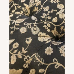 Ethan Allen Tufted Ottoman, Black And Gold Floral -Home Furnishings Store 1500 1500 frame 0 668