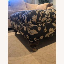Ethan Allen Tufted Ottoman, Black And Gold Floral -Home Furnishings Store 1500 1500 frame 0 669