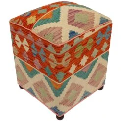 Bohemian Leeanna Kilim Upholstered Ottoman -Home Furnishings Store 1500 1500 frame 0 688