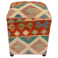 Bohemian Leeanna Kilim Upholstered Ottoman -Home Furnishings Store 1500 1500 frame 0 689
