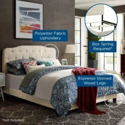 Other Contemporary Style Full Bed In Beige Fabric Finish