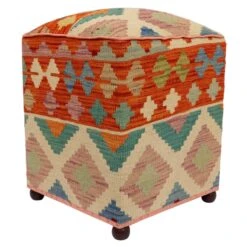 Bohemian Leeanna Kilim Upholstered Ottoman -Home Furnishings Store 1500 1500 frame 0 694
