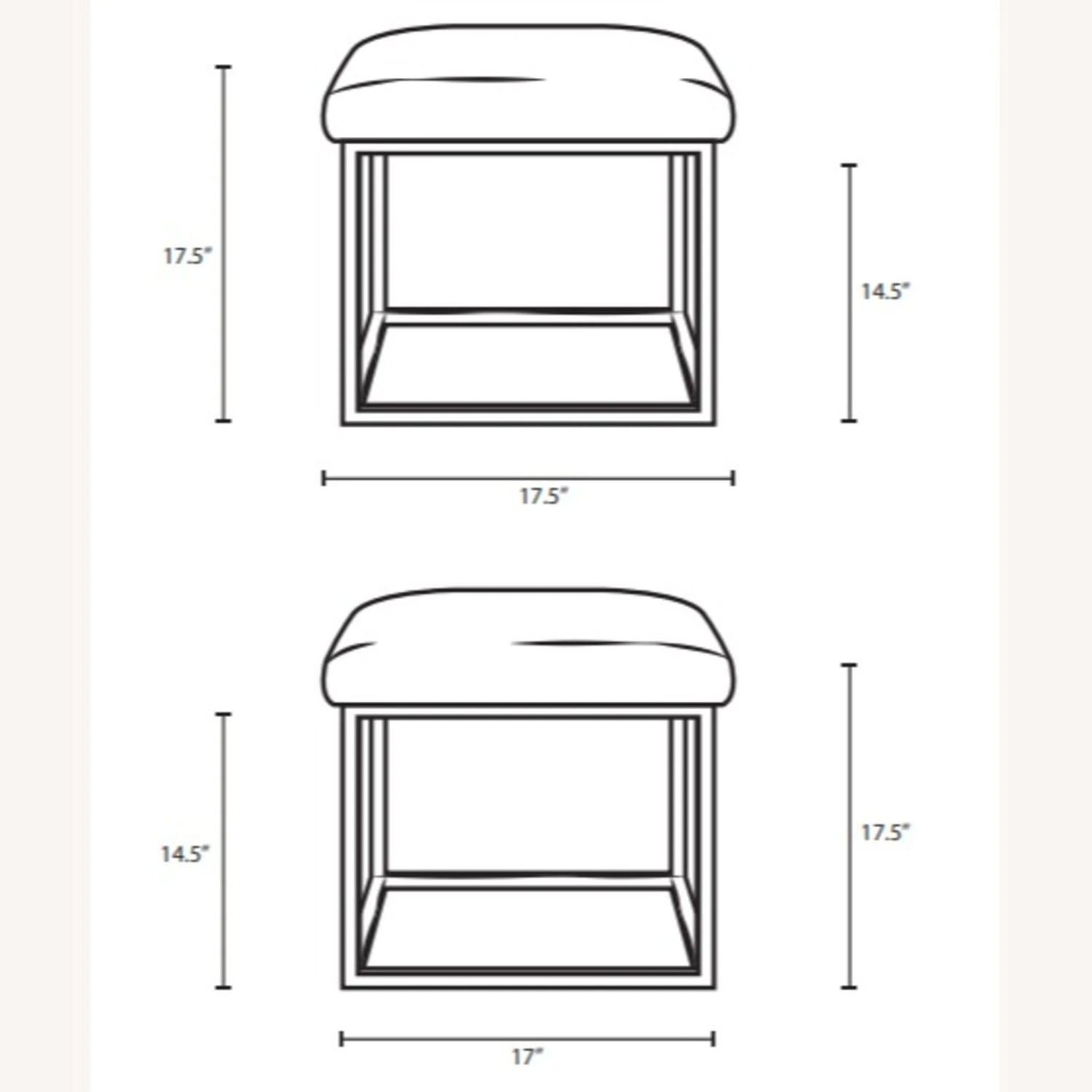 Other Ottoman In Gray Velvet Fabric W/ Gold Steel Base 6 Other Ottoman In Gray Velvet Fabric W/ Gold Steel Base - Image 4