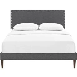 Other Full Platform Bed In Gray Fabric W/ Wooden Slat 13 Other Full Platform Bed In Gray Fabric W/ Wooden Slat -Home Furnishings Store 1500 1500 frame 0 7064