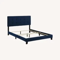 Other Full Bed In Midnight Blue Velvet &Tufted Headboard