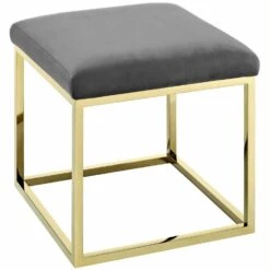 Other Ottoman In Gray Velvet Fabric W/ Gold Steel Base 15 Other Ottoman In Gray Velvet Fabric W/ Gold Steel Base -Home Furnishings Store 1500 1500 frame 0 707