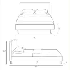 Other Full Bed In Beige Fabric Base & Tufted Headboard