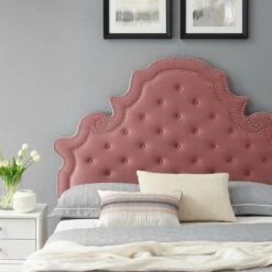 Other Full Bed In Classic Tufted DustyRose Velvet Fabric -Home Furnishings Store 1500 1500 frame 0 72