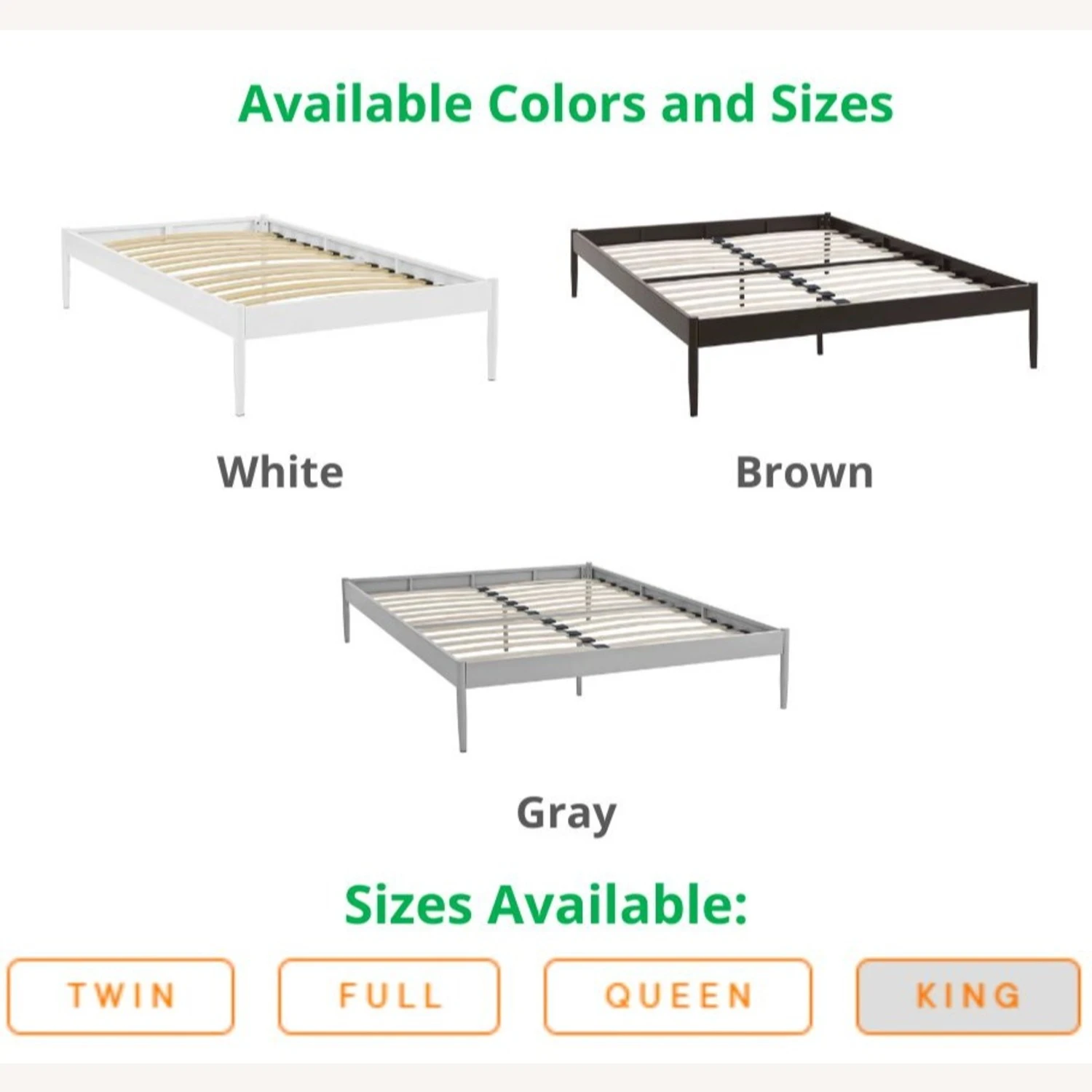 Other King Bed Frame In White Steel & Dowel Legs Finish 4 Other King Bed Frame In White Steel & Dowel Legs Finish - Image 2