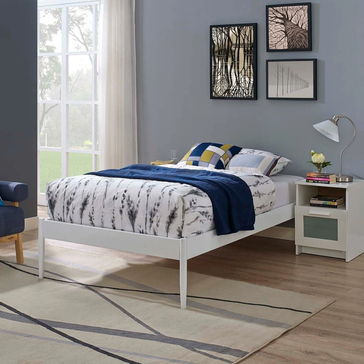 Other King Bed Frame In White Steel & Dowel Legs Finish 7 Other King Bed Frame In White Steel & Dowel Legs Finish - Image 5