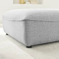 Other Ottoman In Light Gray Fabric W/ French Piping -Home Furnishings Store 1500 1500 frame 0 723