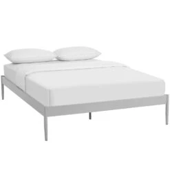 Other Modern King Bed Frame In Gray Sturdy Steel Finish