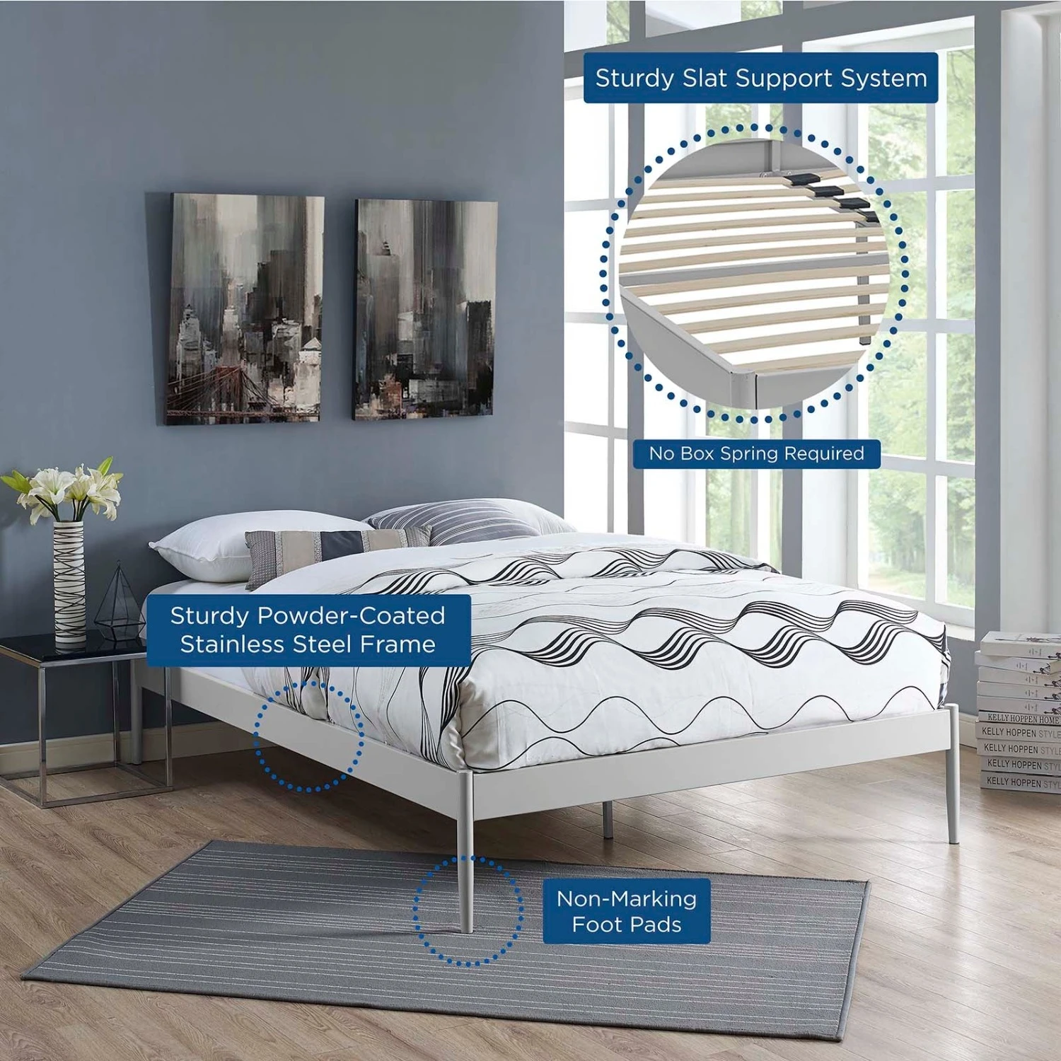 Other Modern King Bed Frame In Gray Sturdy Steel Finish 11 Other Modern King Bed Frame In Gray Sturdy Steel Finish - Image 9