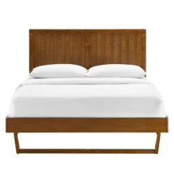 Other King Bed In Walnut Wood Frame W/ Angular Legs