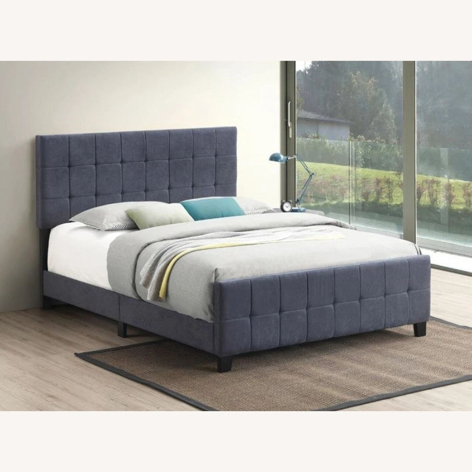 Other King Bed In A Pop Of Color Grey Fabric 5 Other King Bed In A Pop Of Color Grey Fabric - Image 3