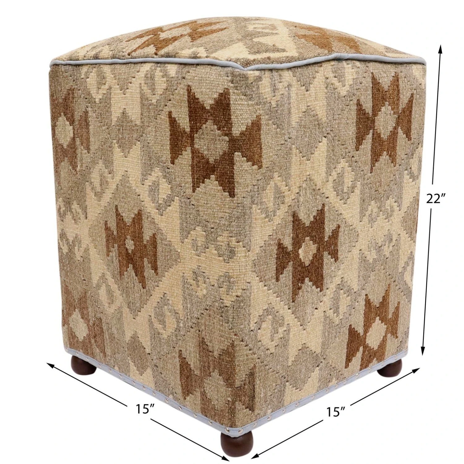 Urban Ashli Handmade Kilim Upholstered Ottoman 11 Urban Ashli Handmade Kilim Upholstered Ottoman - Image 9