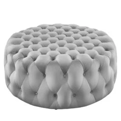 Other Large Round Ottoman In Tufted Light Gray Velvet -Home Furnishings Store 1500 1500 frame 0 765