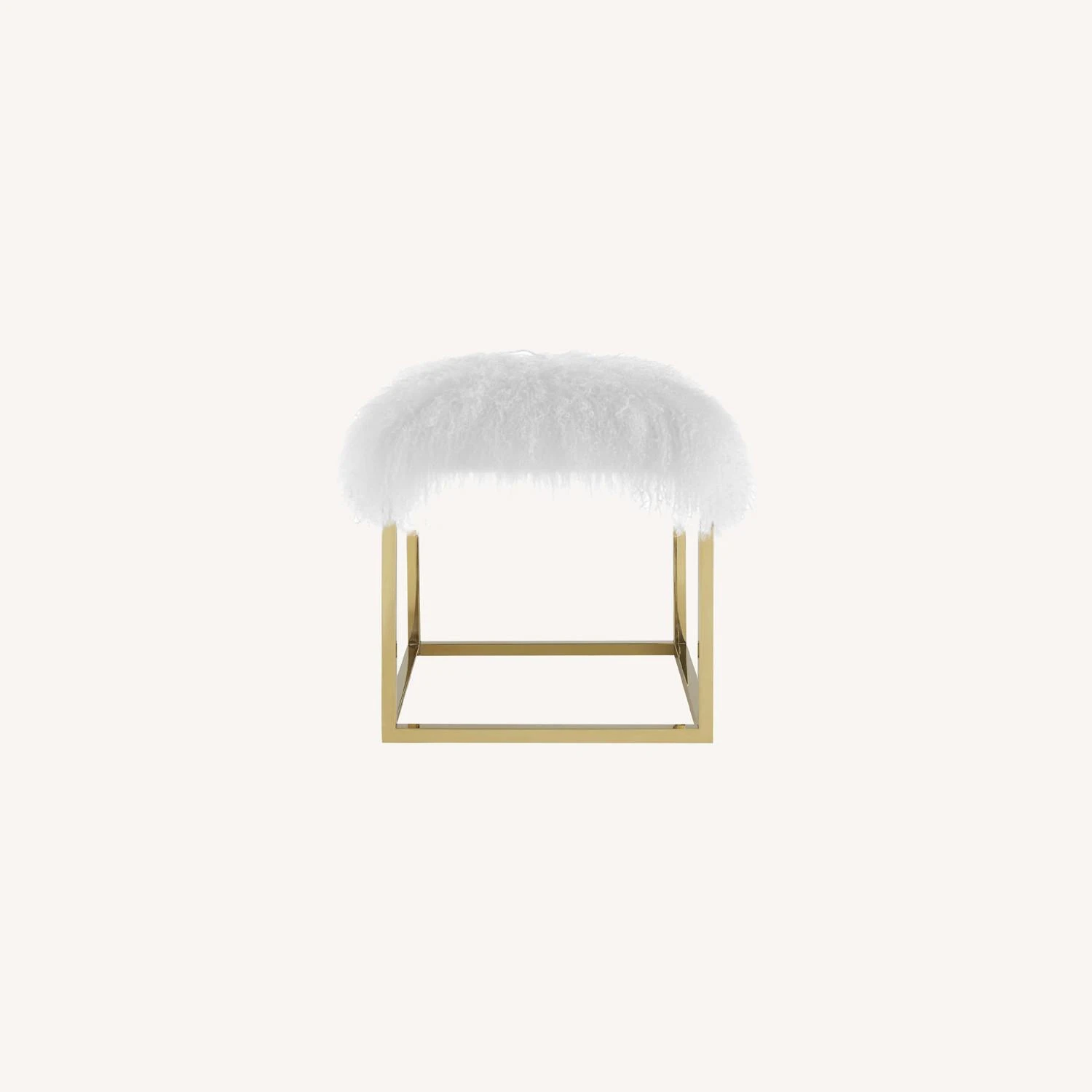 Other Modern Sleek Ottoman In White Sheepskin Seat 6 Other Modern Sleek Ottoman In White Sheepskin Seat - Image 4