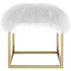 Other Modern Sleek Ottoman In White Sheepskin Seat 15 Other Modern Sleek Ottoman In White Sheepskin Seat -Home Furnishings Store 1500 1500 frame 0 772