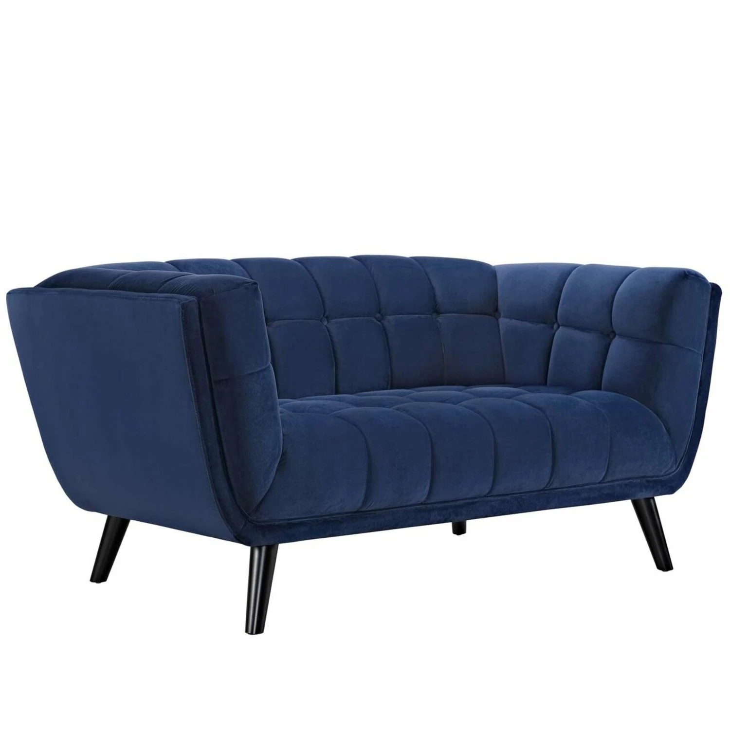 Other Modern Loveseat In Navy Velvet Polyester Finish 3 Other Modern Loveseat In Navy Velvet Polyester Finish