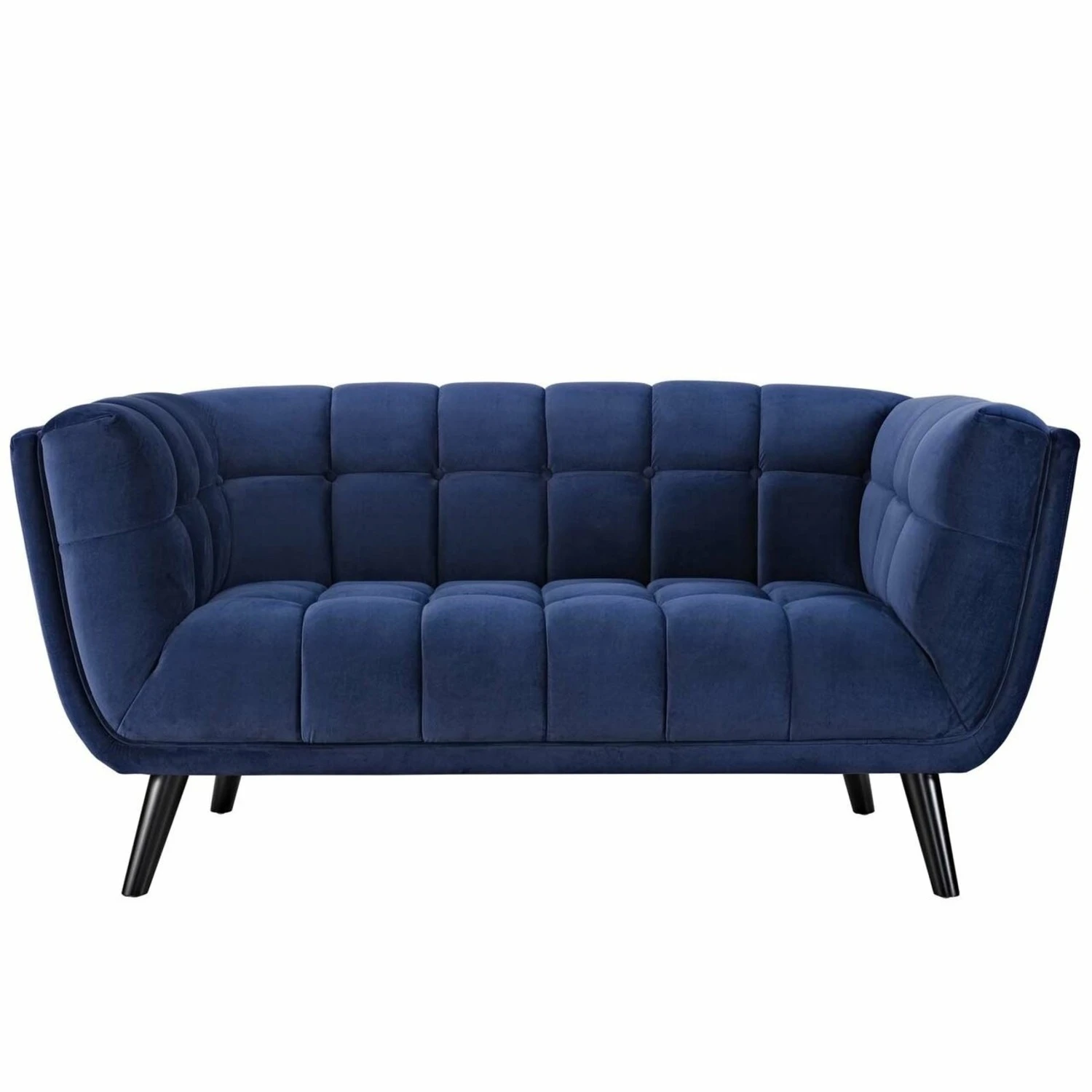 Other Modern Loveseat In Navy Velvet Polyester Finish 4 Other Modern Loveseat In Navy Velvet Polyester Finish - Image 2