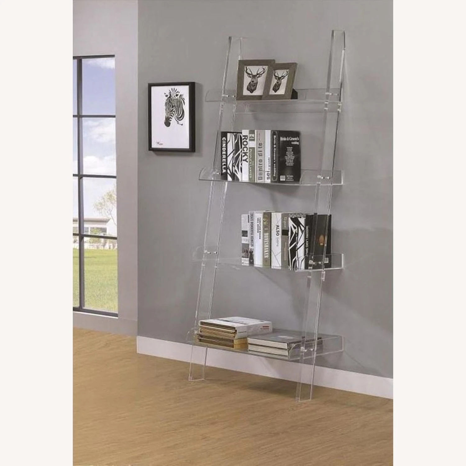 Other Modern Clear Acrylic Bookcase With 4-Tier 4 Other Modern Clear Acrylic Bookcase With 4-Tier - Image 2