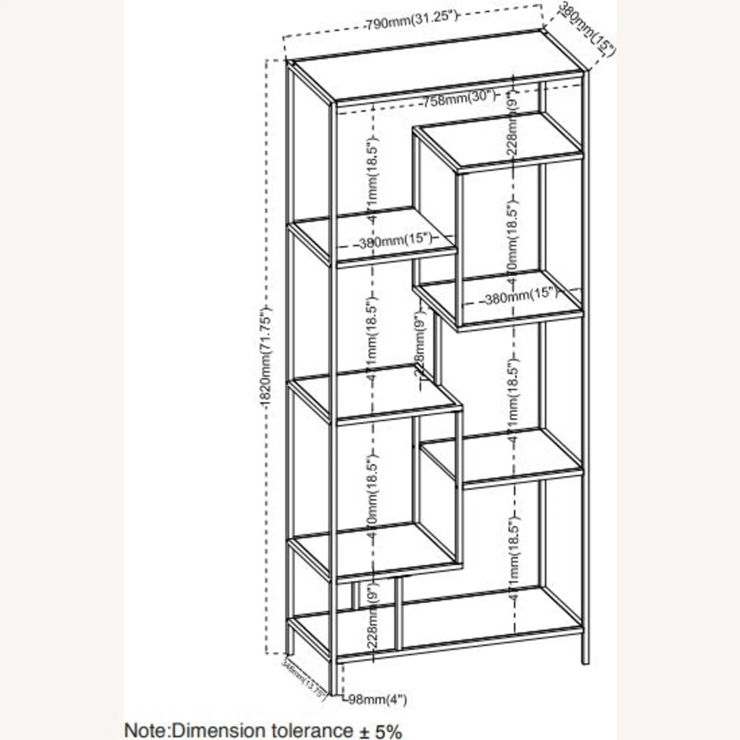 Other Rustic Bookcase In Walnut W/ Black Metal Frame 4 Other Rustic Bookcase In Walnut W/ Black Metal Frame - Image 2