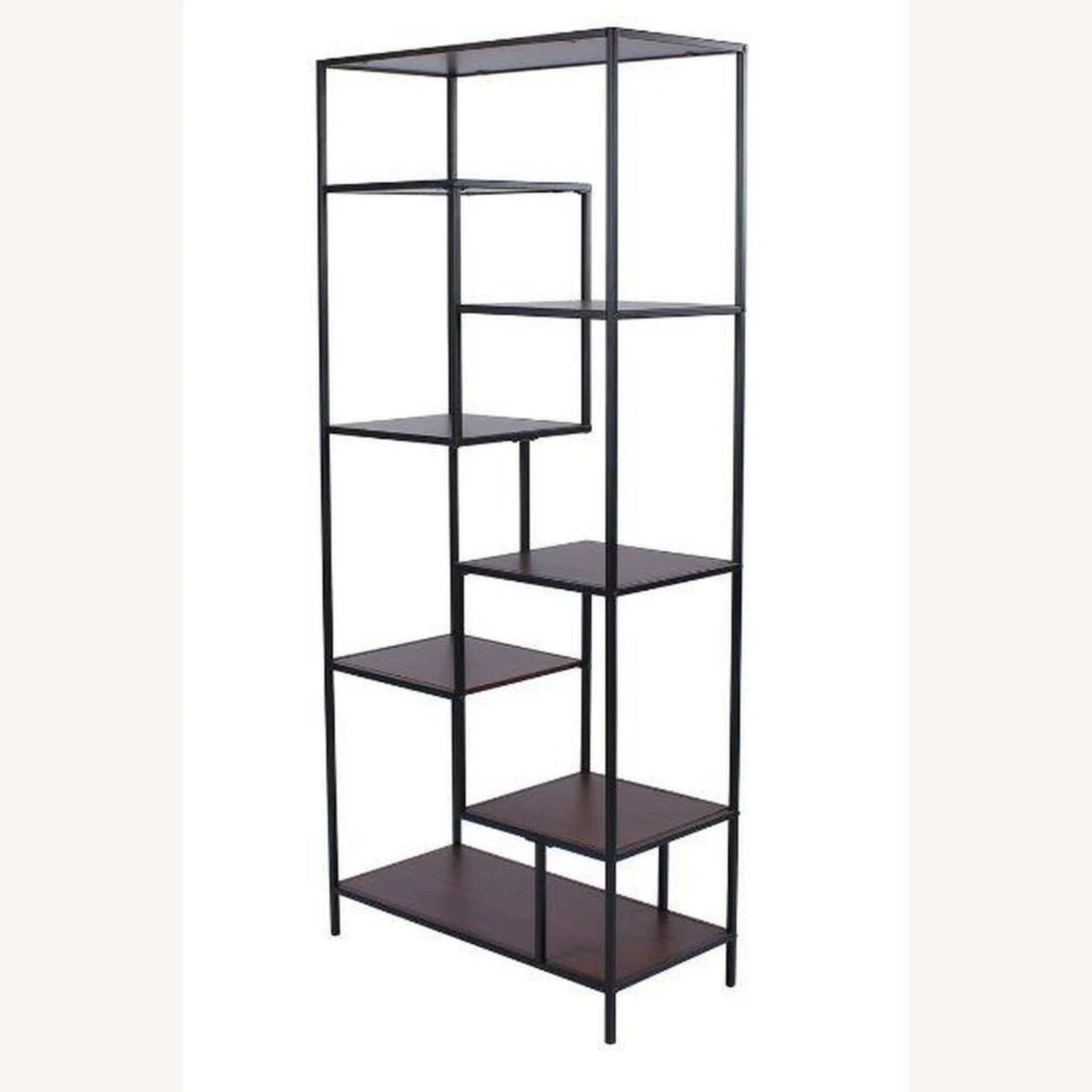 Other Rustic Bookcase In Walnut W/ Black Metal Frame 6 Other Rustic Bookcase In Walnut W/ Black Metal Frame - Image 4
