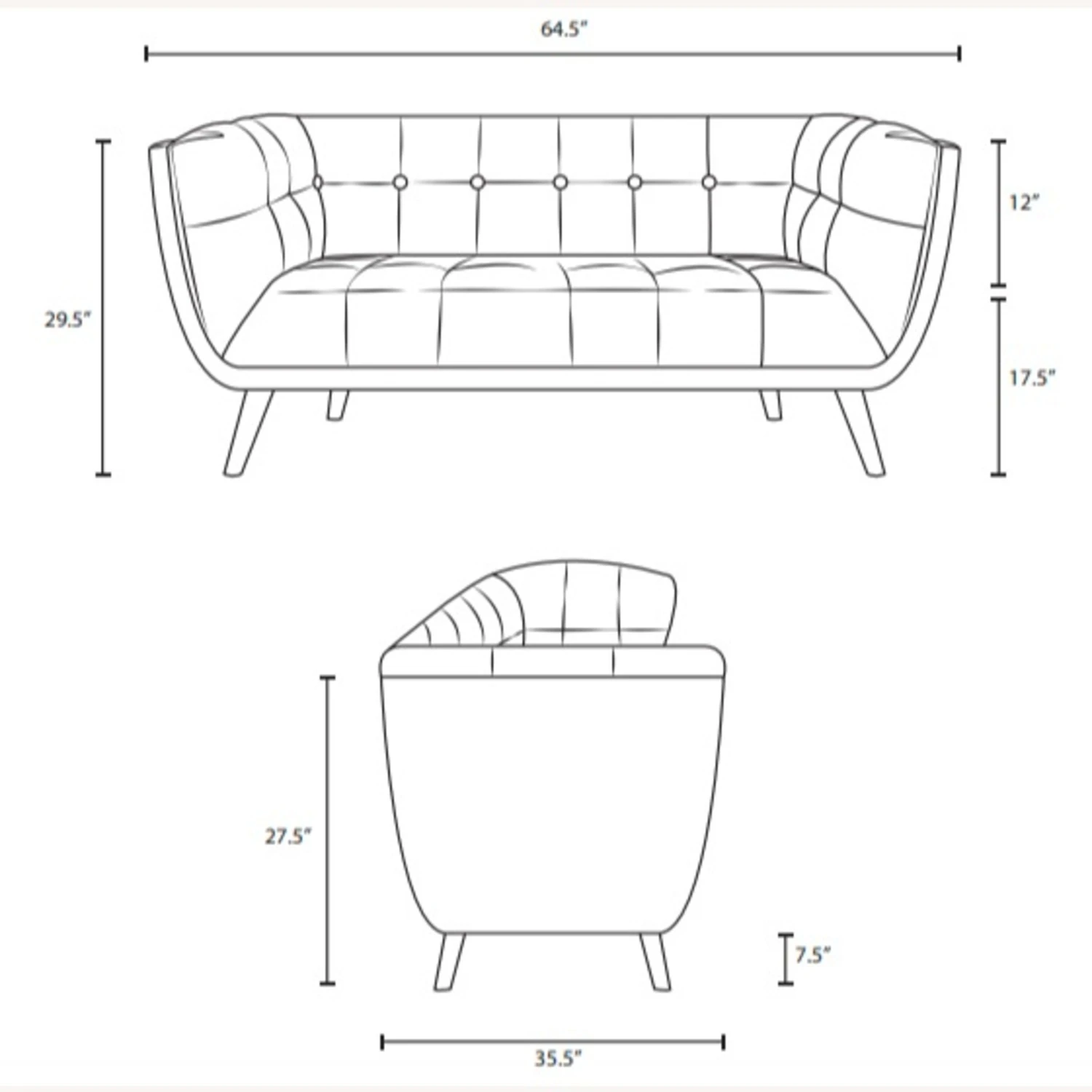 Other Modern Loveseat In Navy Velvet Polyester Finish 7 Other Modern Loveseat In Navy Velvet Polyester Finish - Image 5