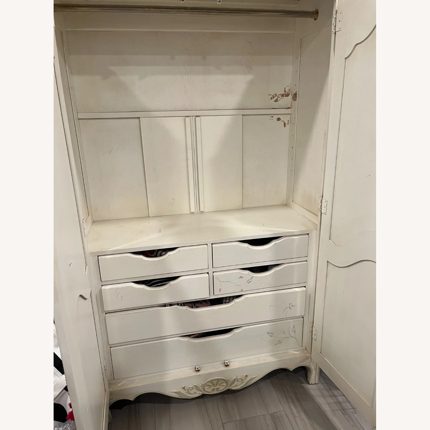 Ethan Allen French Country Painted Floral Armoire 7 Ethan Allen French Country Painted Floral Armoire - Image 5