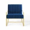 Other Armchair In Velvet Navy Fabric & Gold Frame Finish
