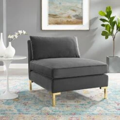 Other Armless Chair In Gray Velvet Fabric Upholstery -Home Furnishings Store 1500 1500 frame 0 8770