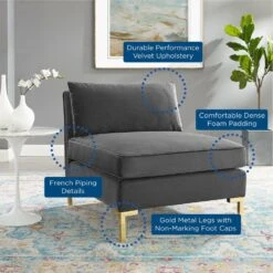 Other Armless Chair In Gray Velvet Fabric Upholstery -Home Furnishings Store 1500 1500 frame 0 8775