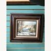 Vintage 1970s Signed Snow Landscape Oil Painting -Home Furnishings Store 1500 1500 frame 0 9286